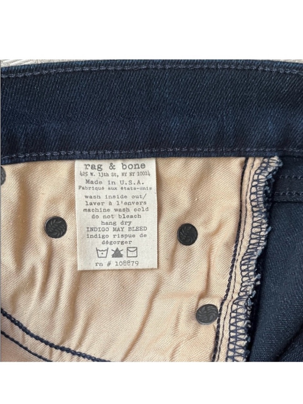 Rag & Bone Skinny Jeans - Women’s 26, Dark Blue Stretch Denim - Picture 5 of 14